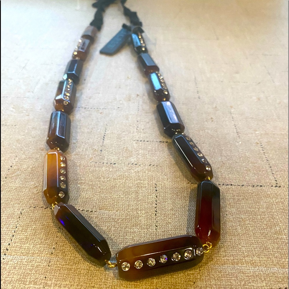 NWT J. Crew Lucite Pave’ 50” Adjustable Necklace.